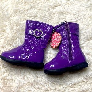 Chatties Purple Rhinestone Heart Boots Toddler Girl’s Size 5/6 Brand New W/Tag